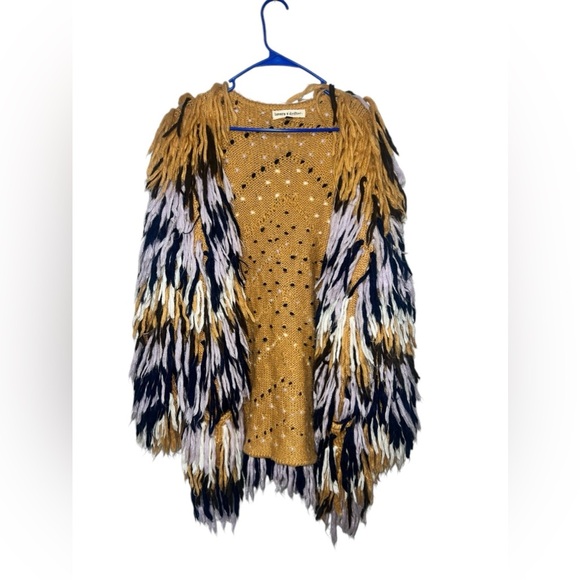Lovers and Drifters Shaggy Shag Fringe Jacket/Open Cardigan Womens M/L - Picture 2 of 7